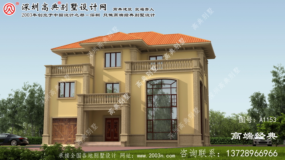临桂县三层别墅自建风格，简约欧式。